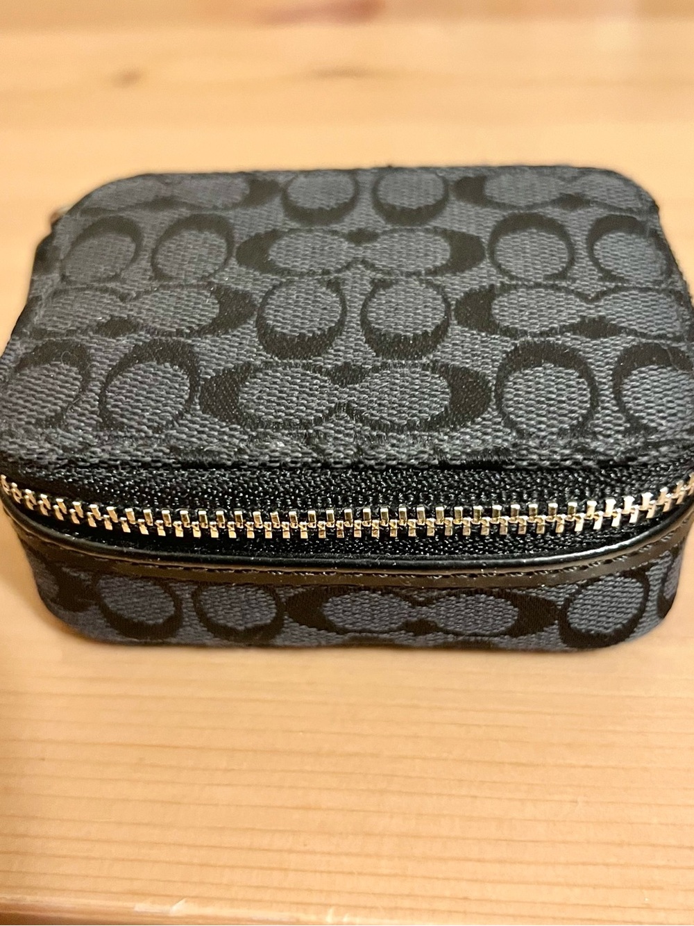 Coach Black Signature Canvas Zip Pill Case
